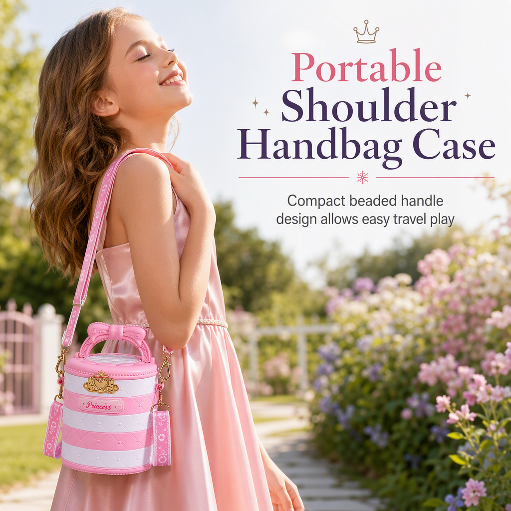 👑 50% OFF! ✨ Washable Kids Princess Makeup Toy Set – Safe Non-Irritating Formula, Expandable Revolving Trays & Portable Shoulder Handbag Case – Perfect Gift for Girls 🎀
