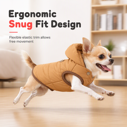 🐕 50% OFF! ✨ Hooded Dog Coat – Windproof Outer Layer, Thick Polar Fleece Lining & Built-In Harness Ring – Cozy Winter Protection for Small & Medium Pets 🧥