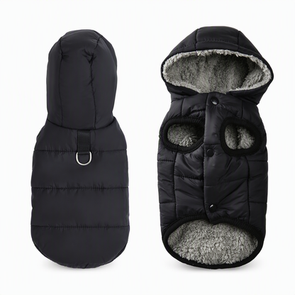 🐕 50% OFF! ✨ Hooded Dog Coat – Windproof Outer Layer, Thick Polar Fleece Lining & Built-In Harness Ring – Cozy Winter Protection for Small & Medium Pets 🧥