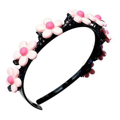 🎀 Cute Braiding Headband for Girls – Built-In Mini Styling Clips for Easy Hairstyles