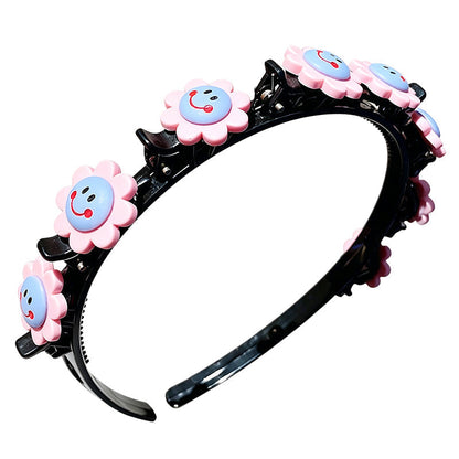 🎀 Cute Braiding Headband for Girls – Built-In Mini Styling Clips for Easy Hairstyles