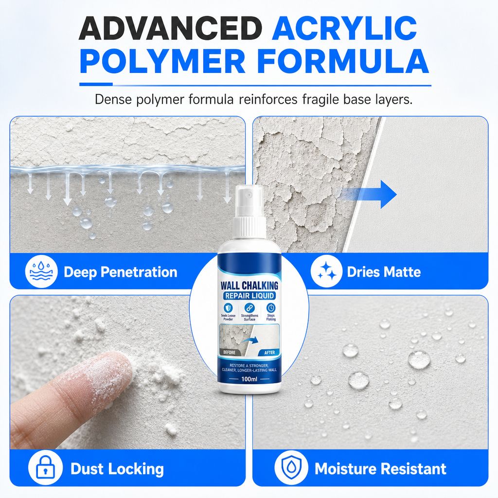🧱 Wall Repair Liquid & Curing Agent – Surface Binder for Chalking, Dusty & Weak Plaster Walls