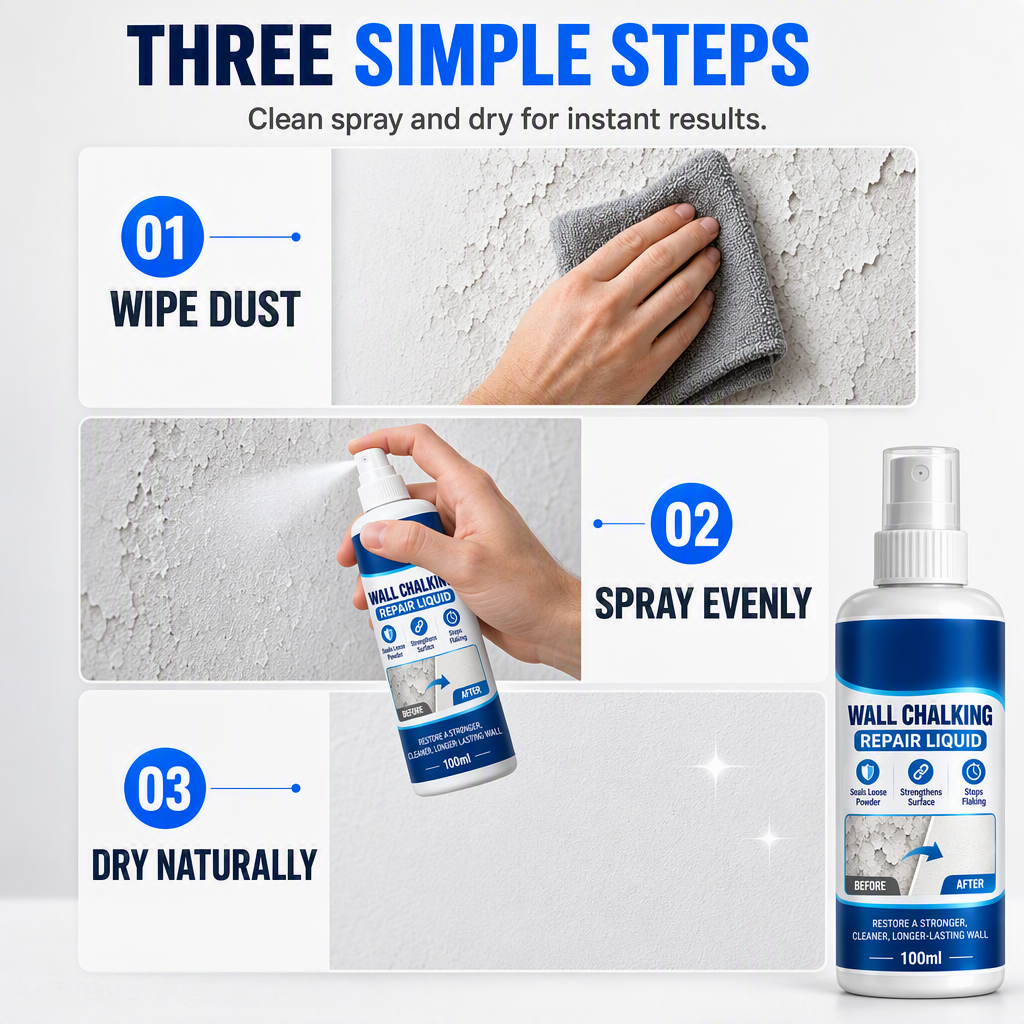 🧱 Wall Repair Liquid & Curing Agent – Surface Binder for Chalking, Dusty & Weak Plaster Walls