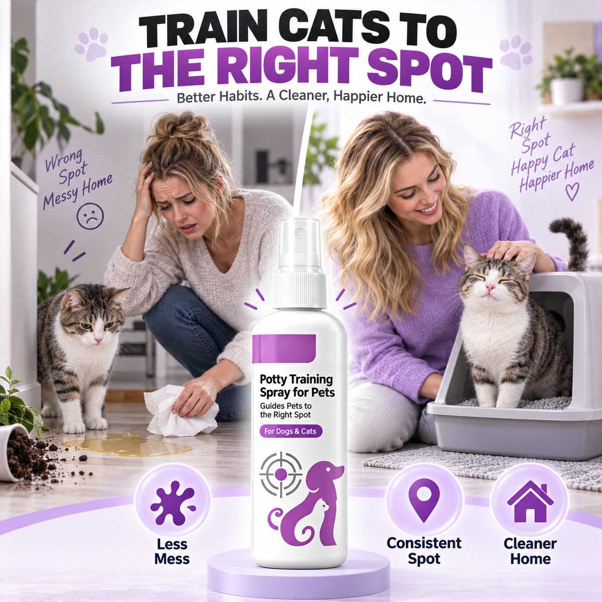 Potty Training Spray ! Guides pets, safe & easy spray. Cleaner home – grab yours!