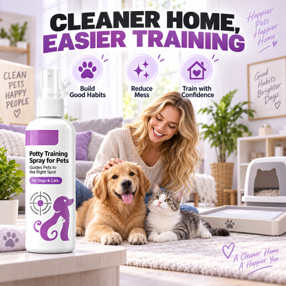 Potty Training Spray ! Guides pets, safe & easy spray. Cleaner home – grab yours!