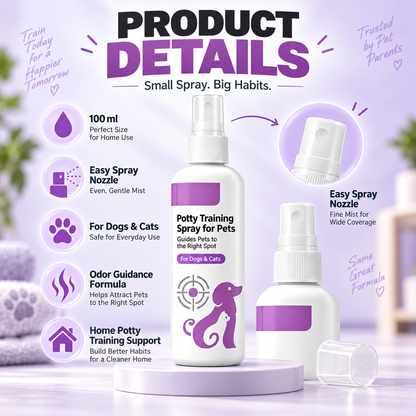 Potty Training Spray ! Guides pets, safe & easy spray. Cleaner home – grab yours!