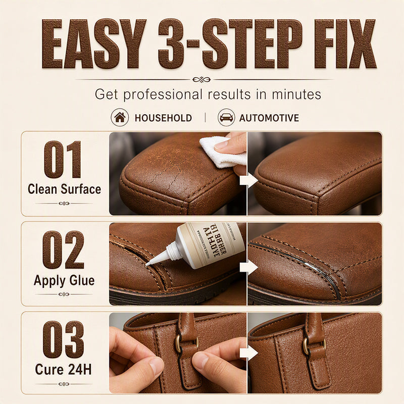 👜 Leather Repair Glue – 60ML Clear Adhesive for Sofas & Car Seats ✨