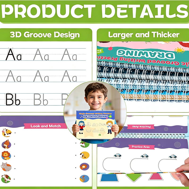 📢📢40% OFF !! ⏰Magic Grooved Handwriting Practice Book Set