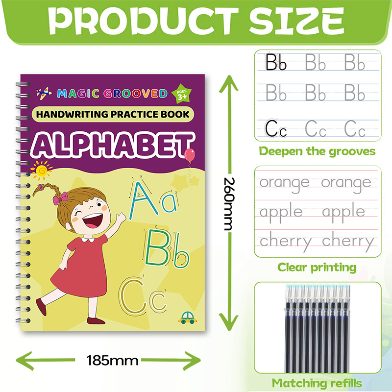 📢📢40% OFF !! ⏰Magic Grooved Handwriting Practice Book Set