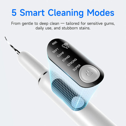 🦷 T6 Smart Ultrasonic Teeth Cleaner – 5 Modes, Touch-Activated Cleaning & Complete Tool Kit