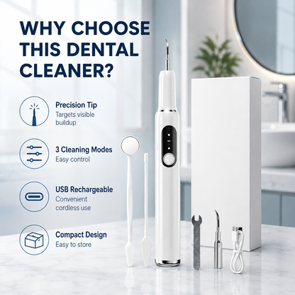 🦷 T6 Smart Ultrasonic Teeth Cleaner – 5 Modes, Touch-Activated Cleaning & Complete Tool Kit
