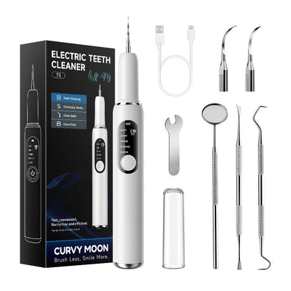 🦷 T6 Smart Ultrasonic Teeth Cleaner – 5 Modes, Touch-Activated Cleaning & Complete Tool Kit