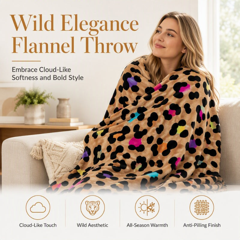🛋️ LAST DAY 50% OFF! ✨ Ultra-Soft Leopard Print Throw Blanket – Cozy Warmth Without Bulk, Machine-Washable Polyester & 4 Size Options – Bold Style for Every Corner of Your Home 🐆