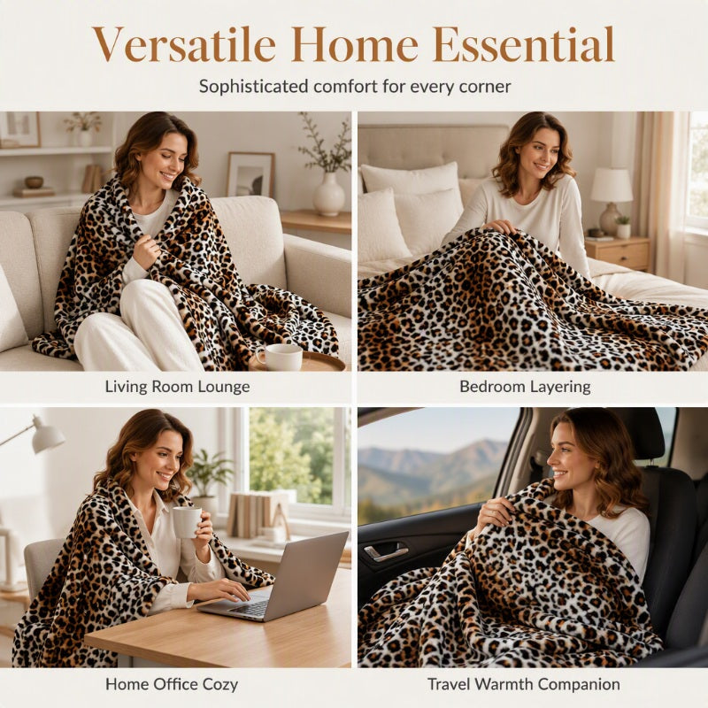 🛋️ LAST DAY 50% OFF! ✨ Ultra-Soft Leopard Print Throw Blanket – Cozy Warmth Without Bulk, Machine-Washable Polyester & 4 Size Options – Bold Style for Every Corner of Your Home 🐆