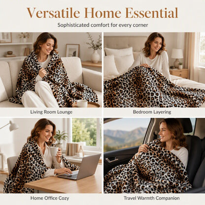 🛋️ LAST DAY 50% OFF! ✨ Ultra-Soft Leopard Print Throw Blanket – Cozy Warmth Without Bulk, Machine-Washable Polyester & 4 Size Options – Bold Style for Every Corner of Your Home 🐆