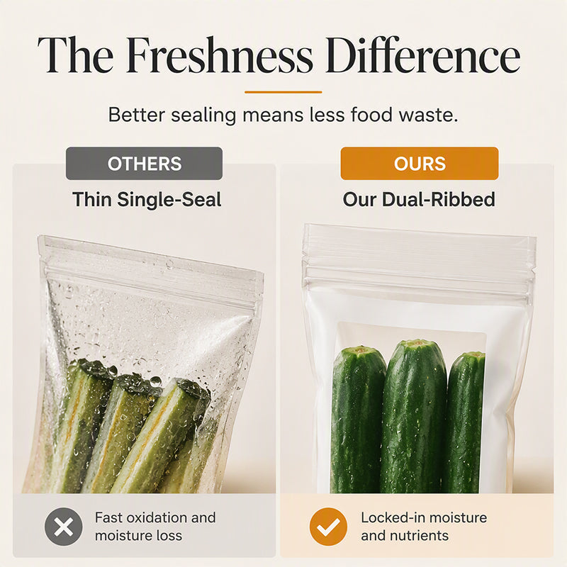 🥦 Thickened Reusable Food Storage Bags – Double-Zip Fresh-Keeping Bags for Fridge & Pantry
