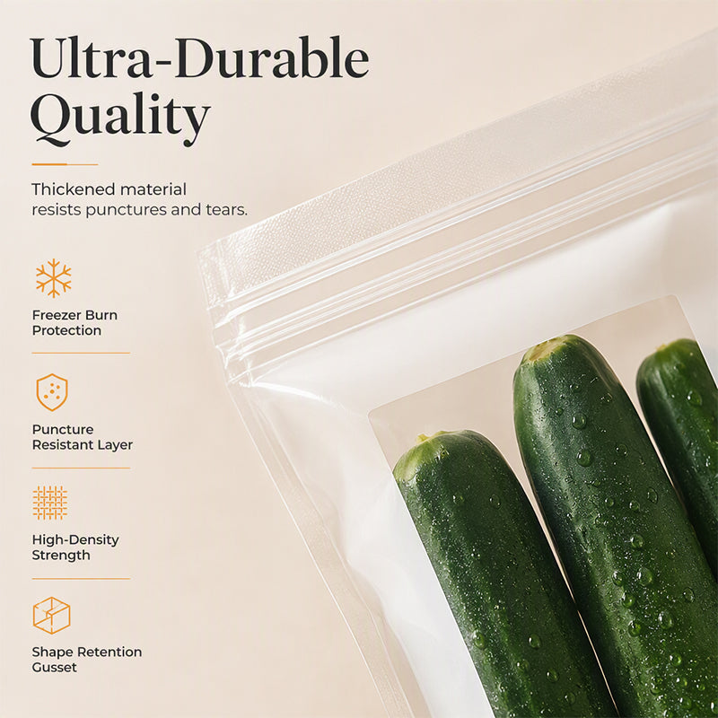 🥦 Thickened Reusable Food Storage Bags – Double-Zip Fresh-Keeping Bags for Fridge & Pantry