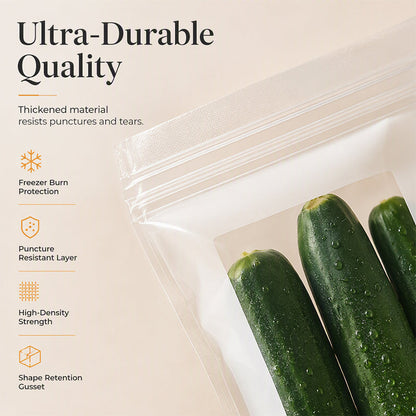 🥦 Thickened Reusable Food Storage Bags – Double-Zip Fresh-Keeping Bags for Fridge & Pantry