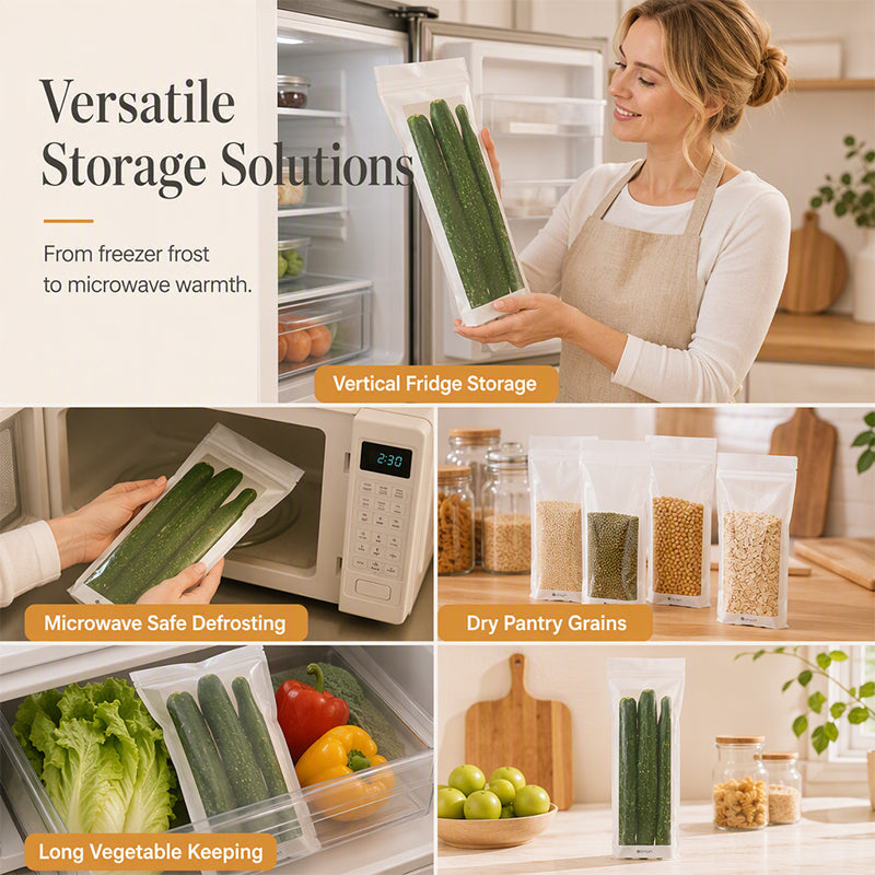 🥦 Thickened Reusable Food Storage Bags – Double-Zip Fresh-Keeping Bags for Fridge & Pantry