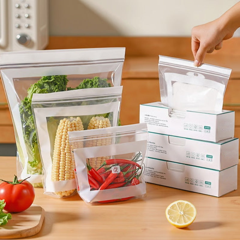 🥦 Thickened Reusable Food Storage Bags – Double-Zip Fresh-Keeping Bags for Fridge & Pantry