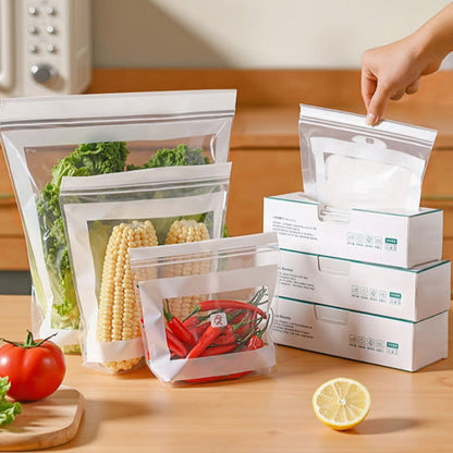 🥦 Thickened Reusable Food Storage Bags – Double-Zip Fresh-Keeping Bags for Fridge & Pantry