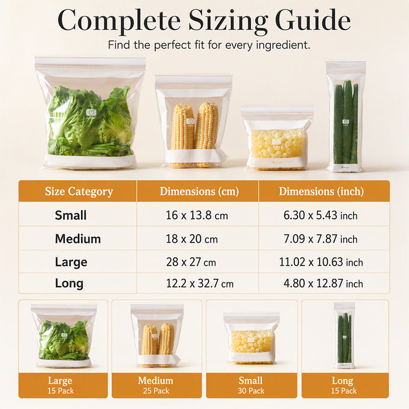🥦 Thickened Reusable Food Storage Bags – Double-Zip Fresh-Keeping Bags for Fridge & Pantry