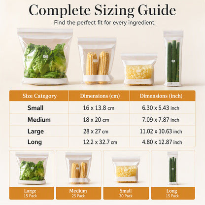 🥦 Thickened Reusable Food Storage Bags – Double-Zip Fresh-Keeping Bags for Fridge & Pantry