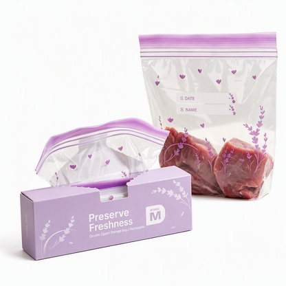 🥦 Thickened Reusable Food Storage Bags – Double-Zip Fresh-Keeping Bags for Fridge & Pantry