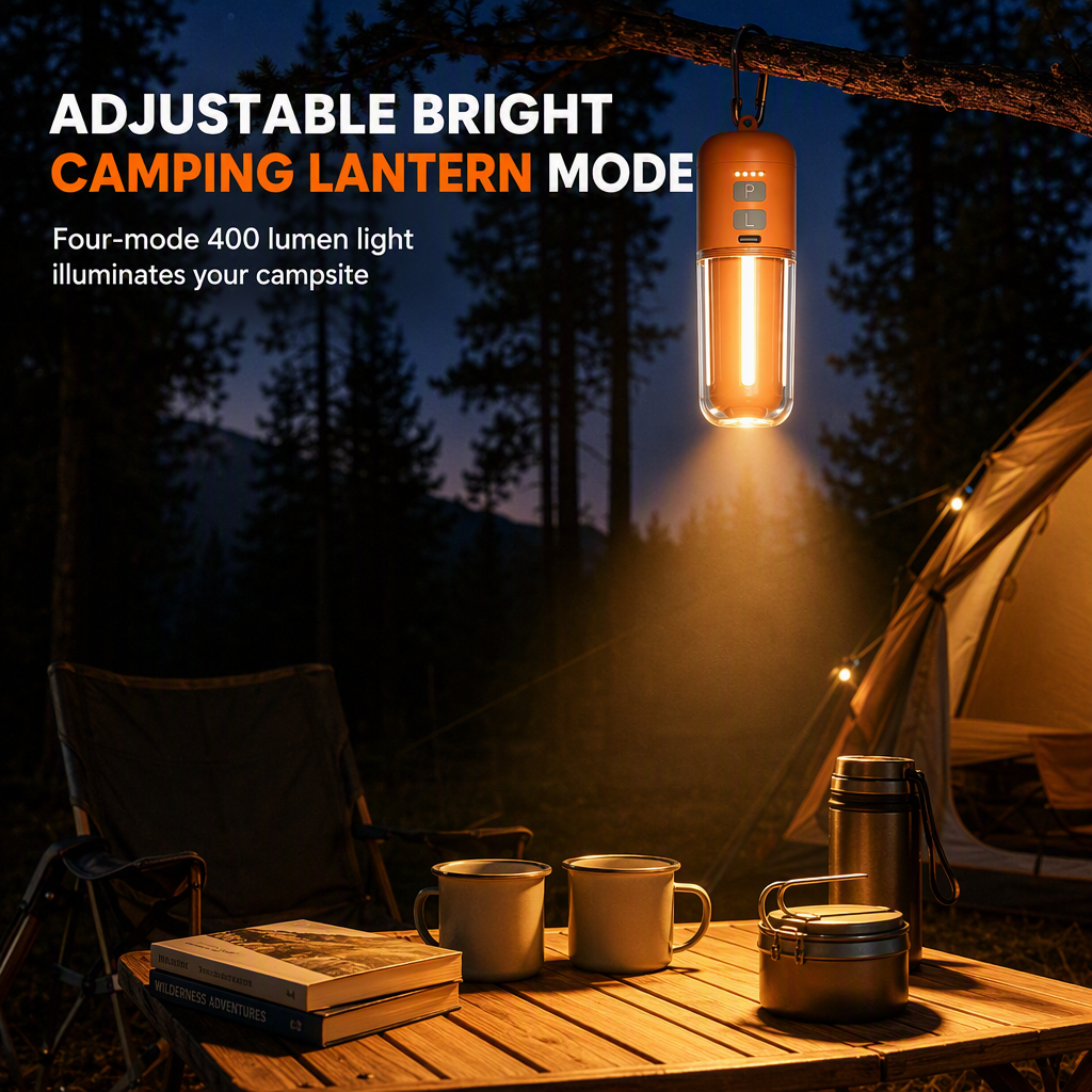 🏕️ 3-in-1 Mini Air Pump & Camping Lantern – Rechargeable, Compact & Travel-Ready