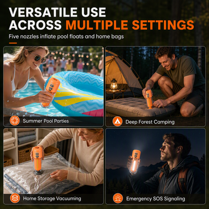 🏕️ 3-in-1 Mini Air Pump & Camping Lantern – Rechargeable, Compact & Travel-Ready