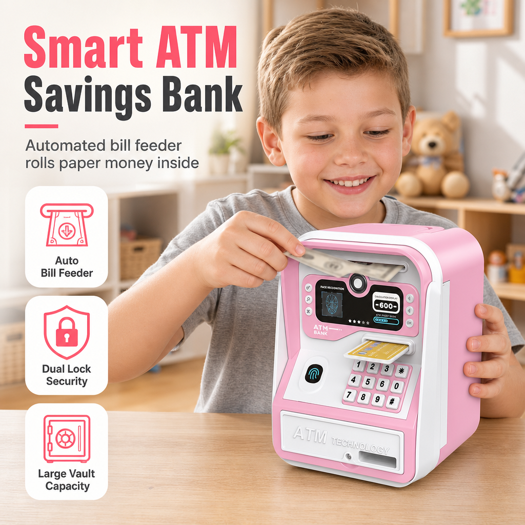 📢📢50% OFF !! ⏰✨Electronic Kids ATM Money Saving Box, Smart Piggy Bank Toy
