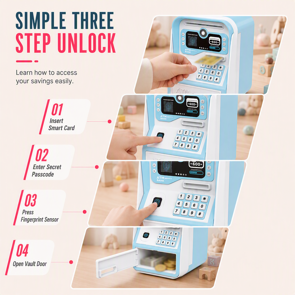 📢📢50% OFF !! ⏰✨Electronic Kids ATM Money Saving Box, Smart Piggy Bank Toy