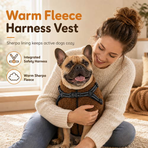 ⏳Time-Limited Special⏰Warm Winter Dog Coat with Reflective Strips and Harness for Small and Medium Dogs🐶❄️