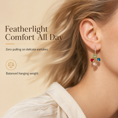 Retro Colorful Heart Tassel Drop Earrings for Women Fashion Ear Buckle Jewelry