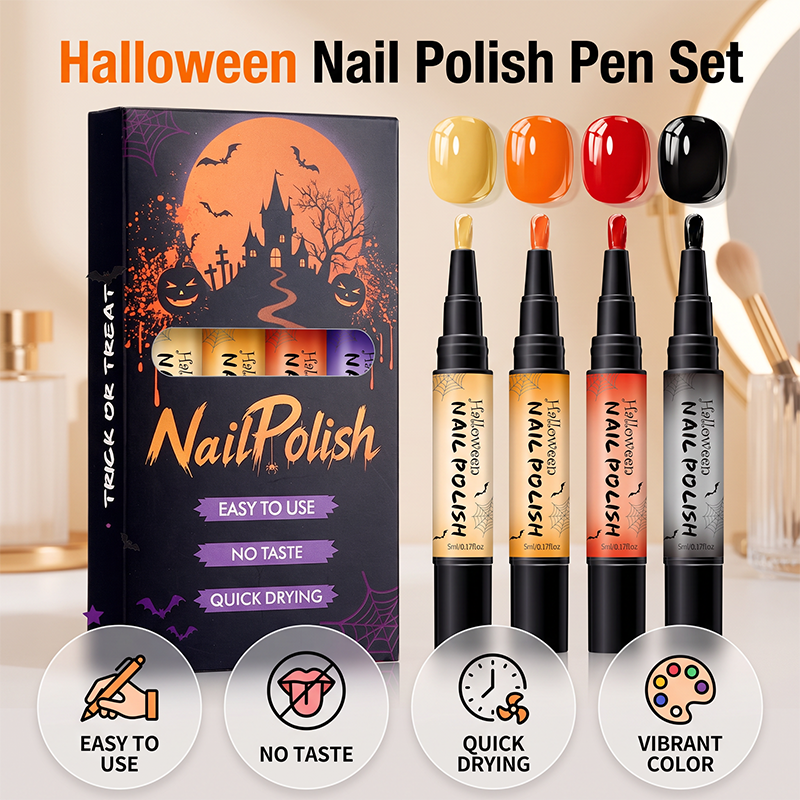 🎃💅 Spooky Nail Art Pens – Quick-Dry Halloween Colors for Easy At-Home Designs