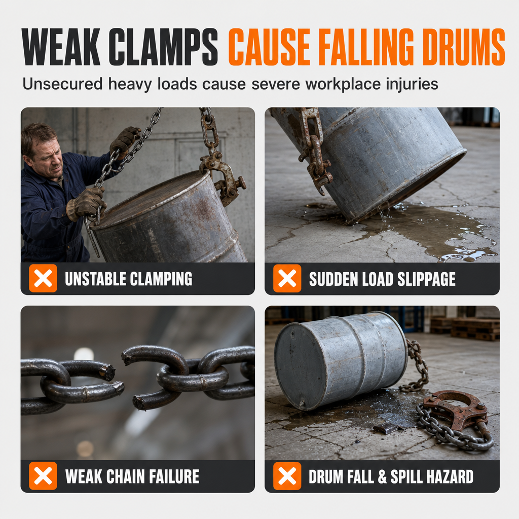 ⏰Heavy Duty Oil Drum Lifting Clamp Forklift and Crane Drum Lifter for Steel Metal Drums Die Forged Drum Handling Tool