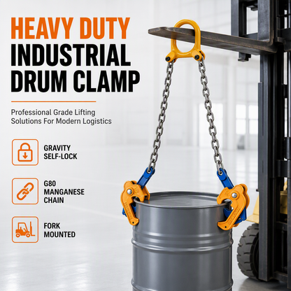 ⏰Heavy Duty Oil Drum Lifting Clamp Forklift and Crane Drum Lifter for Steel Metal Drums Die Forged Drum Handling Tool