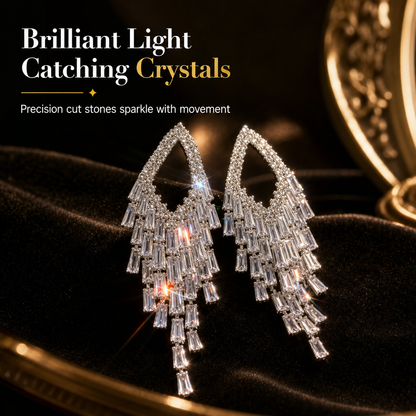 ⏳Limited-time 50% off⏰Rhombus Cubic Zirconia Tassel Drop Earrings🦚