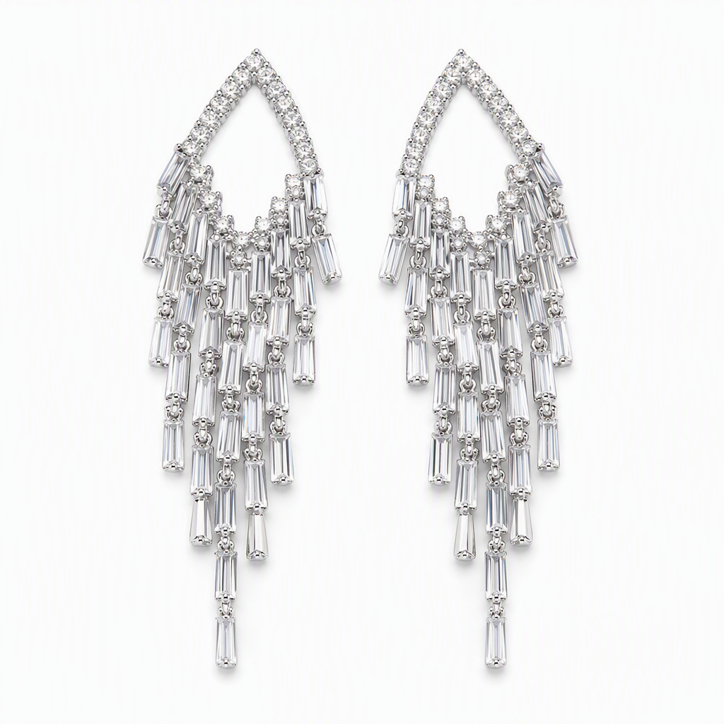 ⏳Limited-time 50% off⏰Rhombus Cubic Zirconia Tassel Drop Earrings🦚