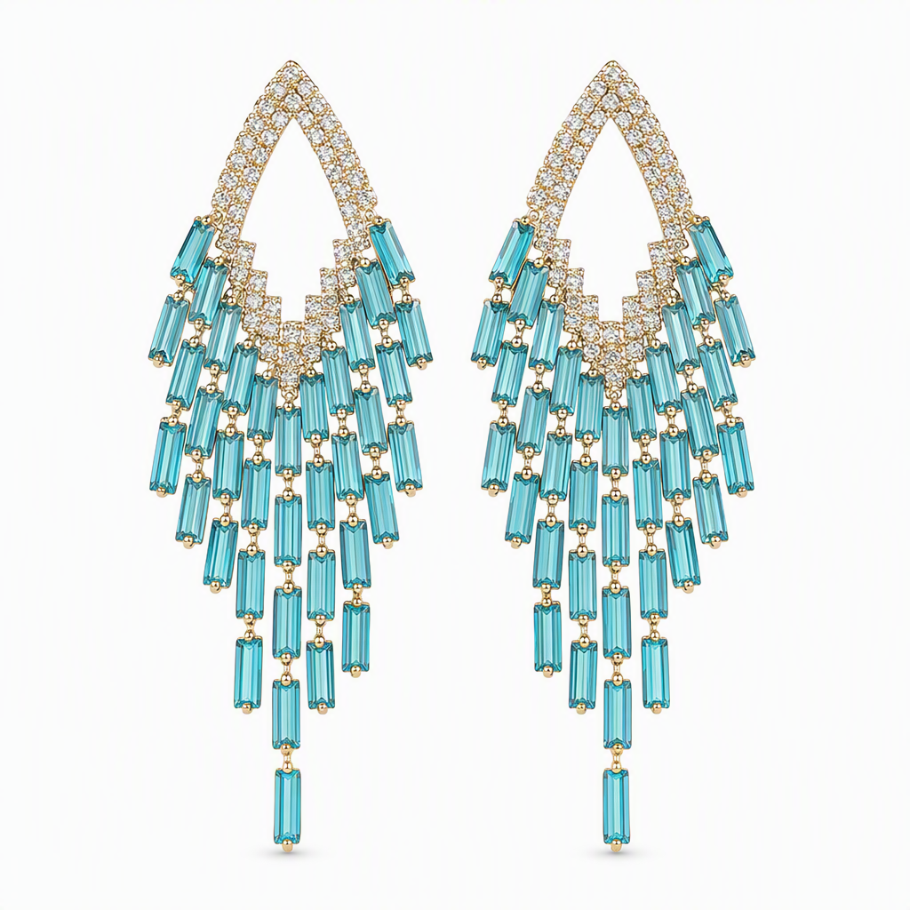⏳Limited-time 50% off⏰Rhombus Cubic Zirconia Tassel Drop Earrings🦚