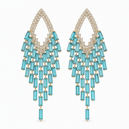 ⏳Limited-time 50% off⏰Rhombus Cubic Zirconia Tassel Drop Earrings🦚