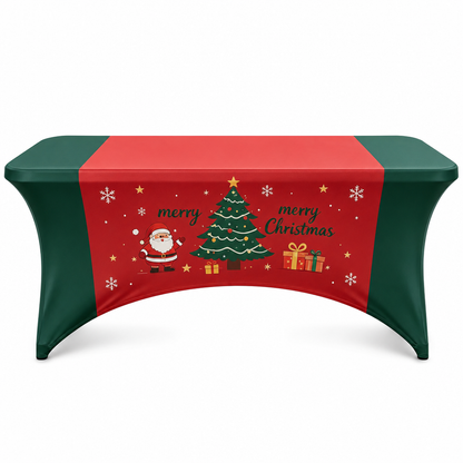 Christmas Stretch Fitted Table Cover for Rectangular Tables