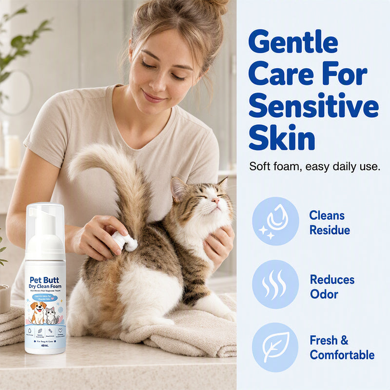 🔥Limited Time Promotion 50% OFF🔥No-Rinse Pet Butt Dry Clean Foam for Dogs & Cats