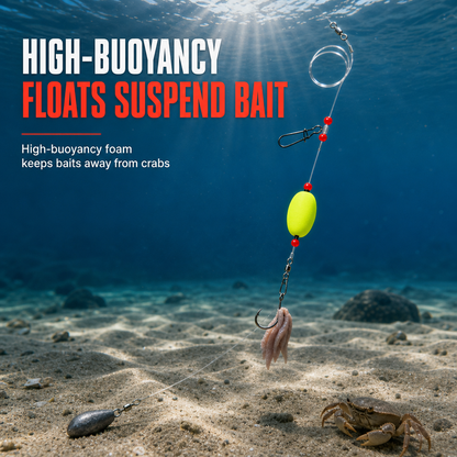 ⏰ Pre-Tied Surf Fishing Rigs: High-Buoyancy Floats, Forged Circle Hooks, 90lb Leader, Ready to Use