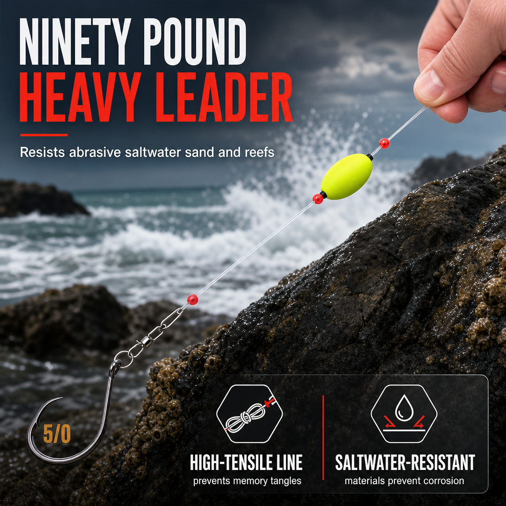 ⏰ Pre-Tied Surf Fishing Rigs: High-Buoyancy Floats, Forged Circle Hooks, 90lb Leader, Ready to Use