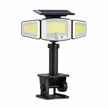 Zonne-energie lamp met 3 lampkoppen en bewegingssenso