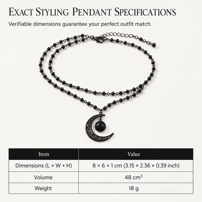 🎁New Arrivals 50% OFF💥Gothic Dark Crystal Beaded Chain Necklace with Hollow Out Moon Alloy Pendant