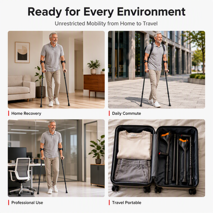 Folding Forearm Crutches Non Slip Elbow Crutches for Fracture Rehabilitation and Mobility Aid