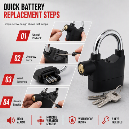 ⏳Limited-time 50% off⏰Heavy-Duty Aluminum Alloy Alarm Padlock🔒🚨