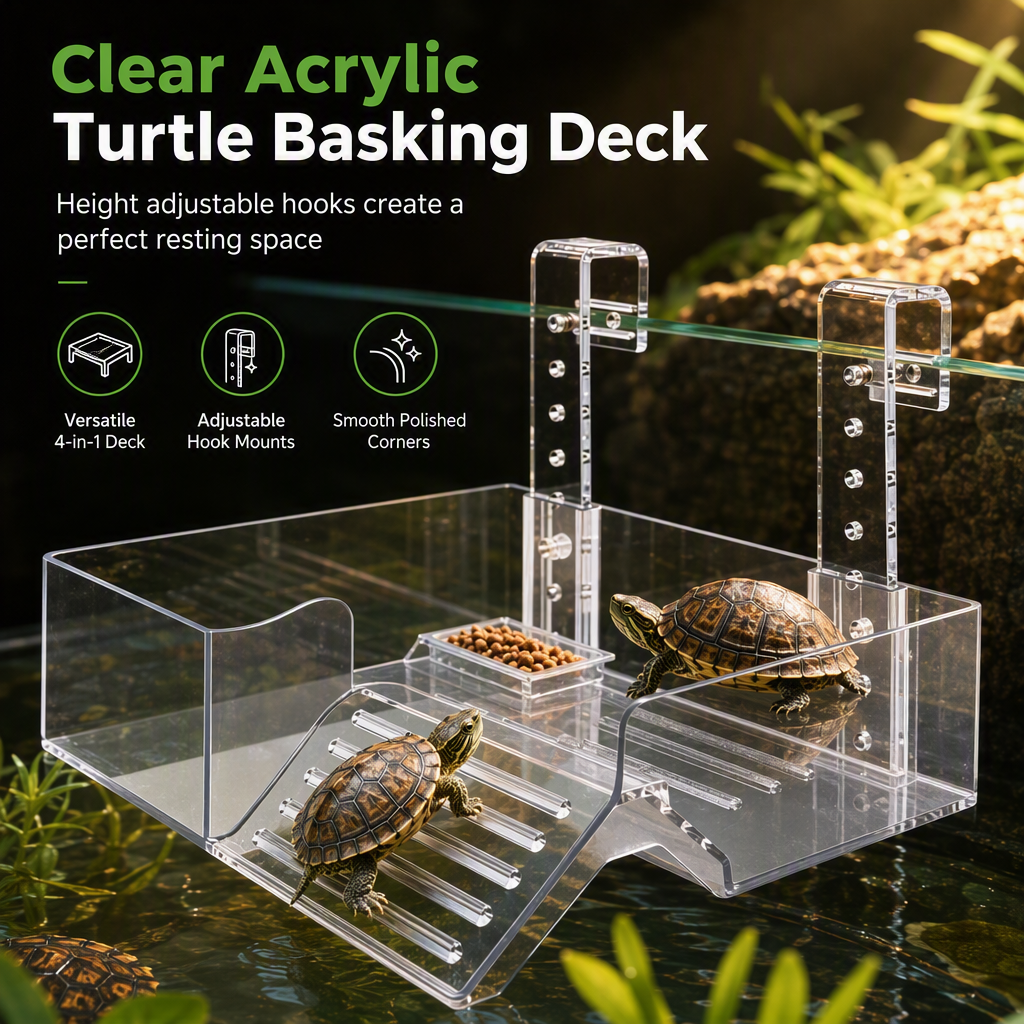 Adjustable Hanging Acrylic Turtle Basking Platform for High Water Level Tanks